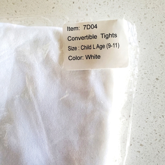 NWT convertible white dance tights - Picture 2 of 3